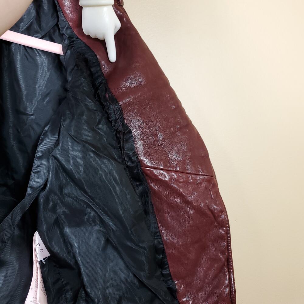 Iro Vintage Red Cropped Lambskin Leather Motorcycle Jacket Size 34/ US2 - Picture 10 of 12